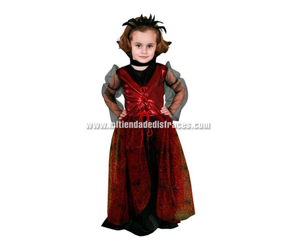 Disfraz de Vampiresa Arácnida talla de 4 a 6 años. Incluye tocado, cuello y vestido.