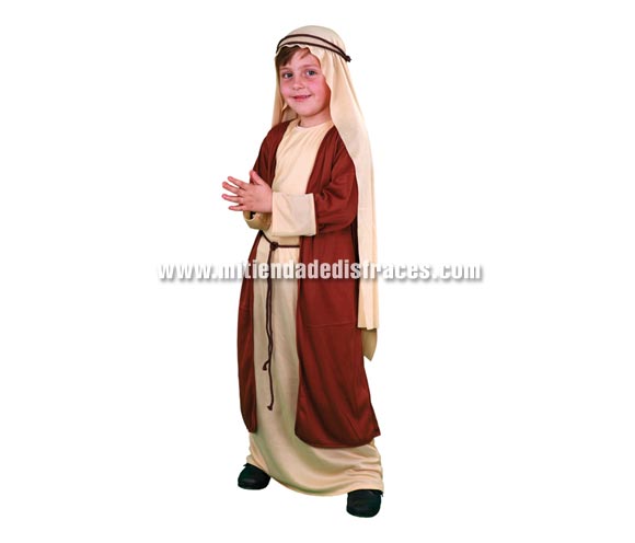 Disfraz de San José infantil talla de 4 a 6 años. Incluye pañuelo, túnica, abrigo y 2 cordones. Ideal para colegios en Navidad.