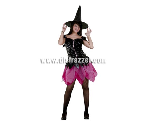 Disfraz de Bruja negro y rosa adulta para Halloween barato. Talla única 38/42. Inlcuye sombrero y vestido. Éste disfraz de Halloween es ideal para celebrar la Fiesta de la Noche de las Brujas cada vez más arraigada en nuestro País en Pub's, Discotecas, Casas particulares,  Restaurantes o Colegios y ayudar a crear un ambiente terrorífico y tenebroso indispensable para la Noche de Halloween la cual se celebra la víspera de Todos los Santos.
¡¡Compra tu disfraz para Halloween en nuestra tienda de disfraces, será divertido!!