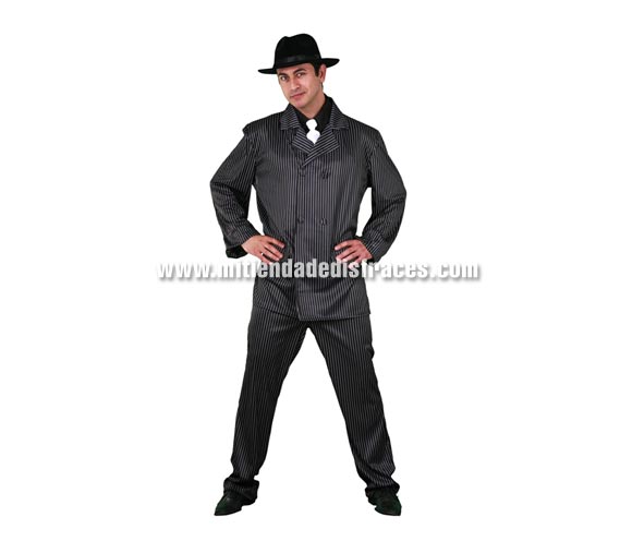 Disfraz de Ganster adulto. Talla única 52/54. Incluye camisa, corbata, chaqueta y pantalón. Sombrero NO incluido, podrás verlos en la sección de Complementos en Sombreros, gorros y Diademas.