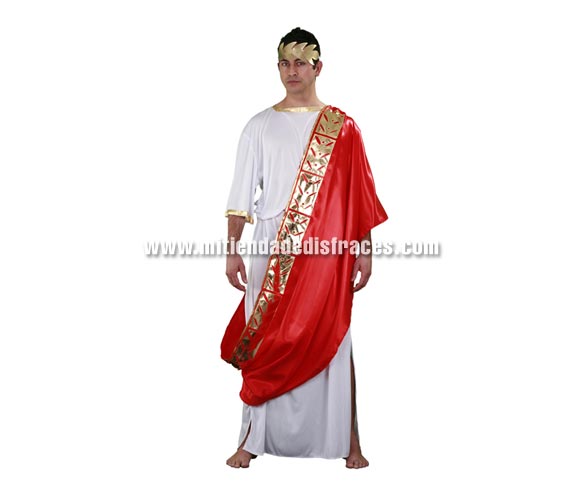 Disfraz de Emperador Romano adulto. Talla única 52/54. Incluye túnica, manto, cinturón y corona. Disfraz de César.