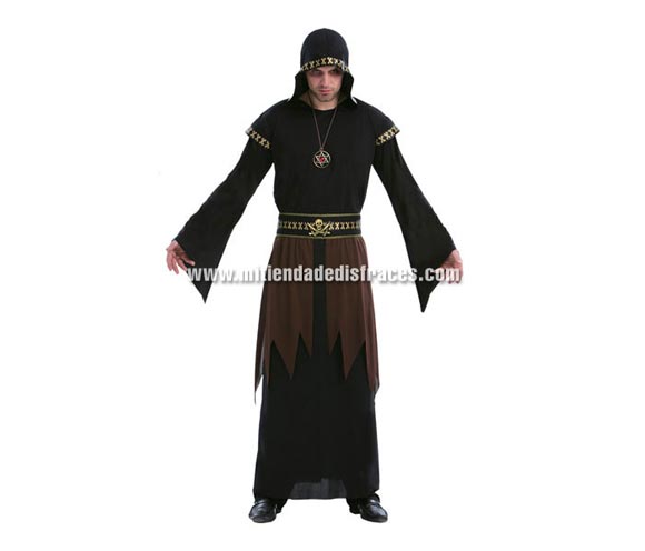 Disfraz de Muerte Hombre Adulto Económico. Talla única 52/54. Incluye túnica con capucha, cinturón y collar con pentagrama.