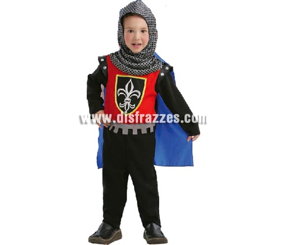 Disfraz de Cruzado infantil. Talla de 2 a 4 años. Incluye mono y capa con capucha. Disfraz de niño Medieval. Disfraz de Medieval para niños pequeños.