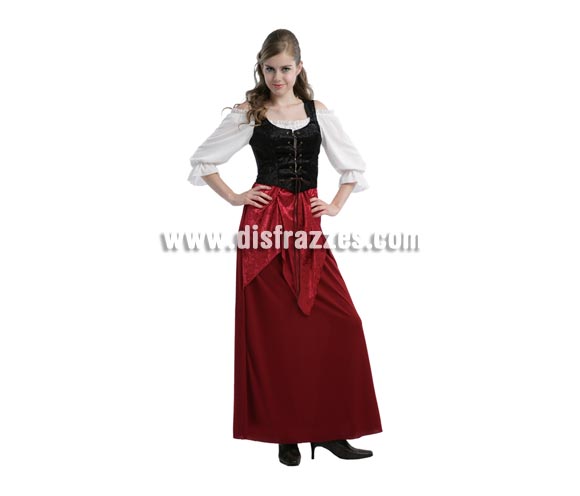 Disfraz de Tabernera adulta. Talla única 38/42. Incluye vestido. Disfraz de Mesonera Medieval para mujer. Disfraz de Posadera adulta. Para Ferias Medievales. Edad Media.