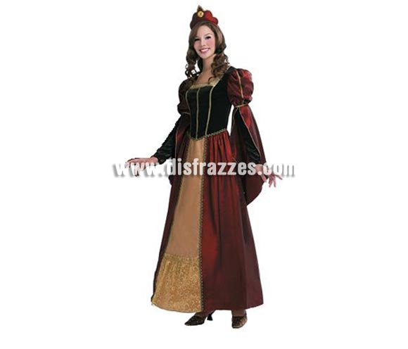Disfraz de Reina Barroca adulta. Talla única 38/42. Incluye vestido y corona. Disfraz de Reina o Dama Medieval de mujer para Ferias Medievales.