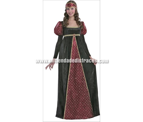 Disfraz de Princesa Medieval adulta. Talla única 38/42. Incluye vestido y tocado. Un disfraz ideal para Ferias Medievales. Disfraz de Dama Medieval para mujer.