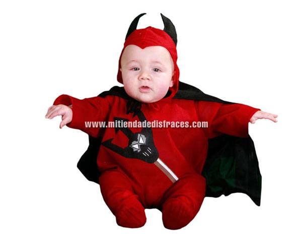 Disfraz de Diablillo o Demonio Económico talla de 6 a 12 meses. Incluye gorro y mono con capa.