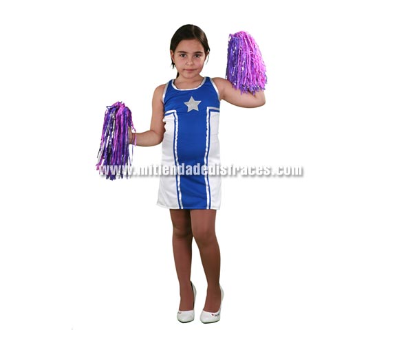 Disfraz de Animadora Estrella infantil. Talla  de 10 a 12 años. Incluye vestido. Pompones NO incluidos, podrás verlos en la sección de Complementos. Disfraz de Cheerleader para niñas, para jugar a ser protagonistas de High School Musical.