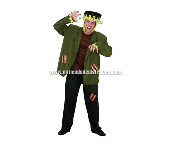 Disfraz de Monstruo Frankestein Adulto económico. Talla única 52/54. Incluye chaqueta con camisa, pantalón y sombrero. Como no hay disfraz de Frankestein en talla de mujer, podéis comprar éste modelo y arreglarlo si no os queda bien.