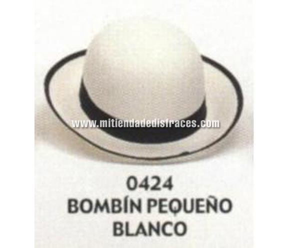 Sombrero Bombín pequeño blanco. Buena calidad, fabricado artesanalmente en España. Posibilidad de ajuste de precio para grupos. 
