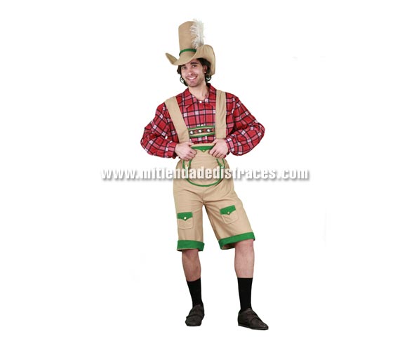 Disfraz de Tirolés adulto. Talla única 52/54. Incluye sombrero, camisa y pantalones cortos.