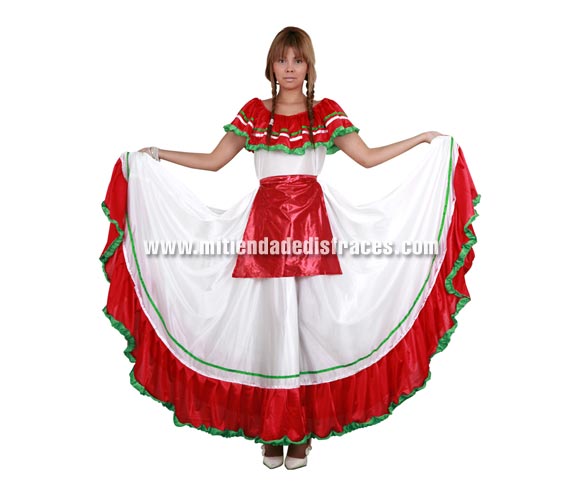 Disfraz de Mejicana adulta. Talla única 38/44. Incluye vestido y delantal.
