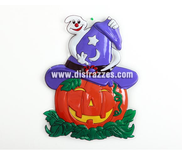 Adorno pared de PVC Calabaza con sombrero de Bruja y Fantasma de 50 cm. para Halloween. Artículo muy barato y apropiado para decoración de Halloween en Discotecas, Pub's, Restaurantes, Colegios y Casas particulares y así crear un ambiente terrorífico y tenebroso típico de la Fiesta de Halloween cada vez más seguida por todos.
¡¡Compra la decoración para Halloween en nuestra tienda de disfraces, será divertido!!