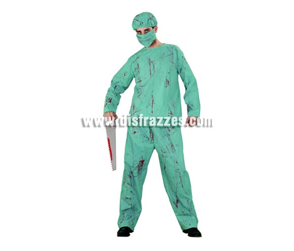 Disfraz de Cirujano salpicado de sangre adulto para Halloween. Talla estándar 52/54. Disfraz barato de Halloween que incluye camisa, pantalón, mascarilla y gorro. Serrucho NO incluido, podrás verlo en la sección Complementos. Éste disfraz de Halloween es ideal para celebrar la Fiesta de la Noche de las Brujas cada vez más arraigada en nuestro País en Pub's, Discotecas, Casas particulares,  Restaurantes o Colegios y ayudar a crear un ambiente terrorífico y tenebroso indispensable para la Noche de Halloween la cual se celebra la víspera de Todos los Santos.
¡¡Compra tu disfraz para Halloween en nuestra tienda de disfraces, será divertido!!

¡¡¡PRÓXIMA RECEPCIÓN DE ÉSTE ARTÍCULO A PARTIR DE SEPTIEMBRE DE 2010!!!
