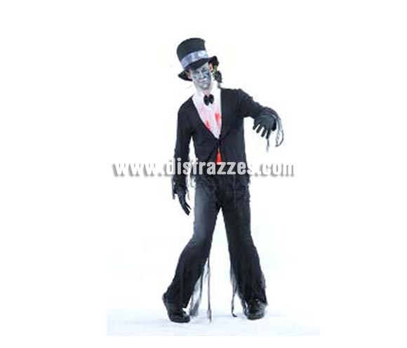 Disfraz de Zombie con Esmoquin adulto para Halloween. Talla estándar 52/54. Disfraz de Halloween de buena calidad que incluye pechera, pantalón, chaqueta y sombrero. Éste disfraz de Halloween es ideal para celebrar la Fiesta de la Noche de las Brujas cada vez más arraigada en nuestro País en Pub's, Discotecas, Casas particulares,  Restaurantes o Colegios y ayudar a crear un ambiente terrorífico y tenebroso indispensable para la Noche de Halloween la cual se celebra la víspera de Todos los Santos.
¡¡Compra tu disfraz para Halloween en nuestra tienda de disfraces, será divertido!!

¡¡¡PRÓXIMA RECEPCIÓN DE ÉSTE ARTÍCULO A PARTIR DE SEPTIEMBRE DE 2010!!!
