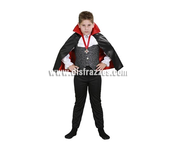 Disfraz de Conde Drácula infantil barato para Halloween. Talla de 7 a 9 años. Incluye camisa con chaleco y capa. Éste disfraz de Halloween es ideal para celebrar la Fiesta de la Noche de las Brujas en Pub's, Discotecas, Casas particulares,  Restaurantes o Colegios y ayudar a crear un ambiente terrorífico y tenebroso indispensable para la Noche de Halloween la cual se celebra la víspera de Todos los Santos.
¡¡Compra tu disfraz para Halloween en nuestra tienda de disfraces, será divertido!!

¡¡¡PRÓXIMA RECEPCIÓN DE ÉSTE ARTÍCULO A PARTIR DE SEPTIEMBRE DE 2010!!!