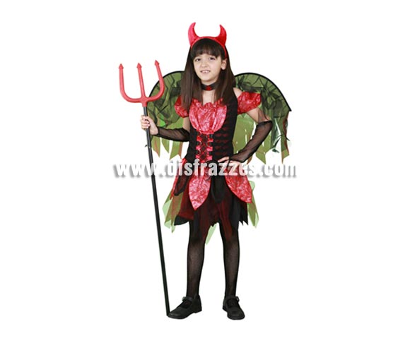 Disfraz de Diablilla o Diablesa con alas verdes infantil para Halloween barato. Talla de 10 a 12 años. Incluye vestido, guantes, alas, gargantilla y tocado (cuernos). Tridente NO incluido, podrás verlo en la seción Complementos. Éste disfraz de Halloween es ideal para celebrar la Fiesta de la Noche de las Brujas cada vez más arraigada en nuestro País en Pub's, Discotecas, Casas particulares,  Restaurantes o Colegios y ayudar a crear un ambiente terrorífico y tenebroso indispensable para la Noche de Halloween la cual se celebra la víspera de Todos los Santos.
¡¡Compra tu disfraz para Halloween en nuestra tienda de disfraces, será divertido!!

¡¡¡PRÓXIMA RECEPCIÓN DE ÉSTE ARTÍCULO A PARTIR DE SEPTIEMBRE DE 2010!!!
