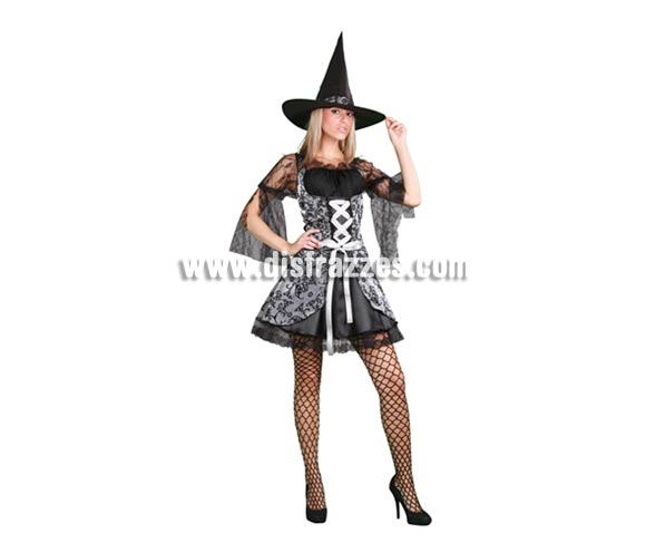 Disfraz de Bruja Gris vestido corto adulta para Halloween. Talla estándar 38/42. Incluye vestido y sombrero de buena calidad. Éste disfraz de Halloween es ideal para celebrar la Fiesta de la Noche de las Brujas cada vez más arraigada en nuestro País en Pub's, Discotecas, Casas particulares,  Restaurantes o Colegios y ayudar a crear un ambiente terrorífico y tenebroso indispensable para la Noche de Halloween la cual se celebra la víspera de Todos los Santos.
¡¡Compra tu disfraz para Halloween en nuestra tienda de disfraces, será divertido!!