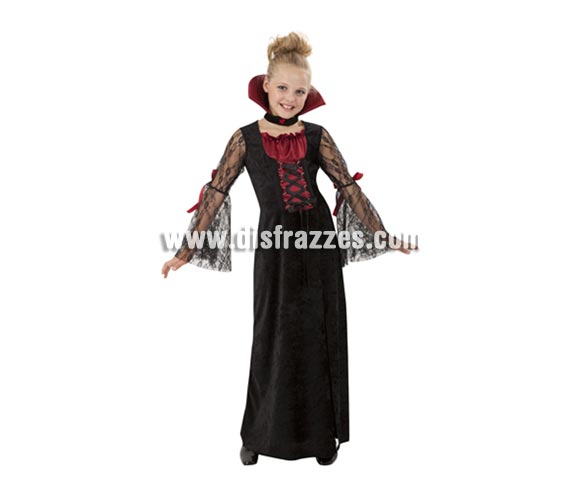 Disfraz de Vampiresa infantil barato para Halloween. Talla de 7 a 9 años. Incluye vestido y collarín. Éste disfraz de Halloween es ideal para celebrar la Fiesta de la Noche de las Brujas en Pub's, Discotecas, Casas particulares,  Restaurantes o Colegios y ayudar a crear un ambiente terrorífico y tenebroso indispensable para la Noche de Halloween la cual se celebra la víspera de Todos los Santos.
¡¡Compra tu disfraz para Halloween en nuestra tienda de disfraces, será divertido!!

¡¡¡PRÓXIMA RECEPCIÓN DE ÉSTE ARTÍCULO A PARTIR DE SEPTIEMBRE DE 2010!!!
