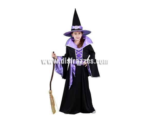 Disfraz de Bruja Morada de vestido largo infantil para Halloween barato. Talla de 7 a 9 años. Incluye sombrero, vestido y cinturón. Escoba NO incluida, podrás verla en la sección Complementos. Éste disfraz de Halloween es ideal para celebrar la Fiesta de la Noche de las Brujas cada vez más arraigada en nuestro País en Pub's, Discotecas, Casas particulares,  Restaurantes o Colegios y ayudar a crear un ambiente terrorífico y tenebroso indispensable para la Noche de Halloween la cual se celebra la víspera de Todos los Santos.
¡¡Compra tu disfraz para Halloween en nuestra tienda de disfraces, será divertido!!
