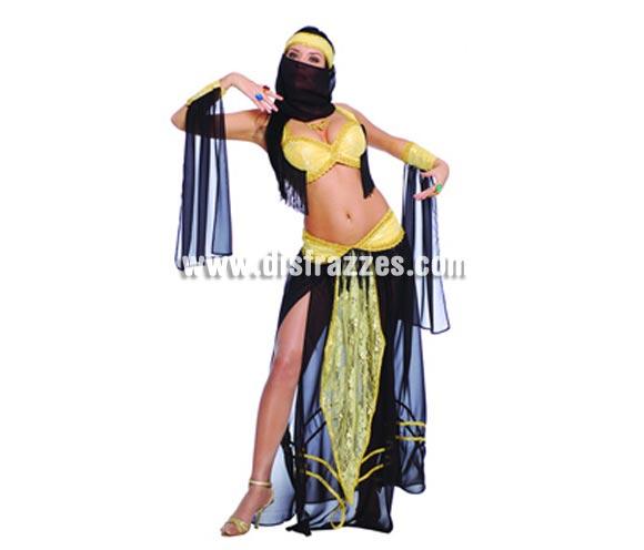Disfraz de Bailarina del vientre adulta. Talla única 38/40. Incluye diadema-velo, top, mangas y falda. Disfraz de mujer Árabe del Harén muy Sexy para mujer.
