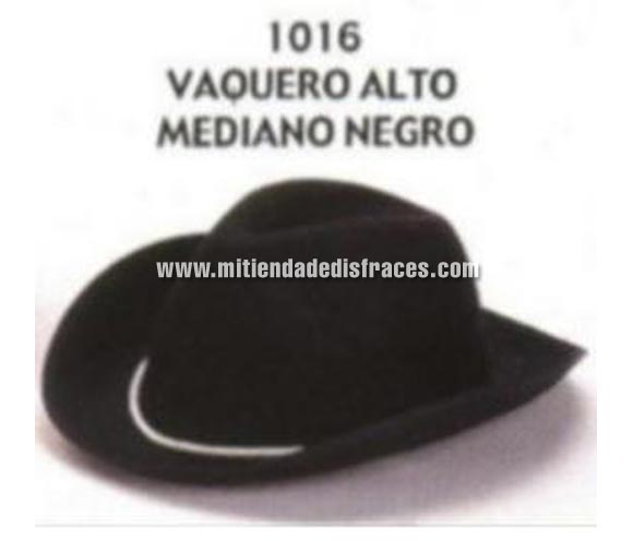 Sombrero Vaquero alto mediano negro. Buena calidad, fabricado artesanalmente en España. Posibilidad de ajuste de precio para grupos.