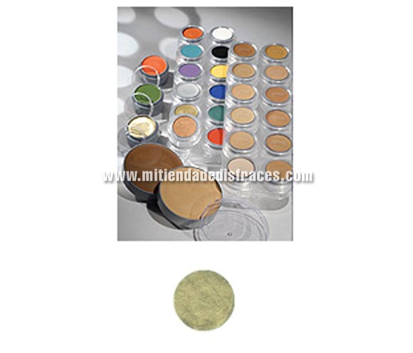 Maquillaje en crema (cremè make-up 702), de 15 ml, de color oro perlado. 
Fácil de usar, se quita con agua y jabón, antialérgico.