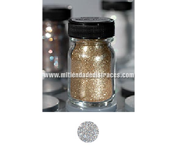 Purpurina suelta (Polyglitter), de 15 ml, de color plata.
Es un brillo sencillo que se puede aplicar directamente en la piel o por encima del maquillaje, usando los dedos, una esponja para maquillaje o una brocha ligeramente húmeda.
Para una mejor fijación del producto, aplique una capa delgada de Stoppelpasta o Water-soluble Mastix. 	
