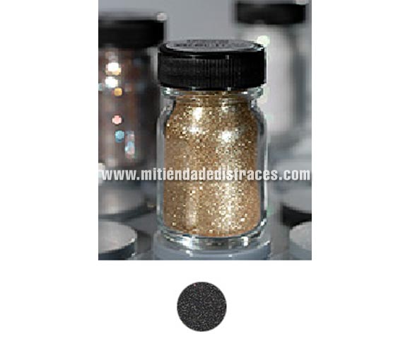 Purpurina suelta (Polyglitter), de 15 ml, de color negro-oro.
Es un brillo sencillo que se puede aplicar directamente en la piel o por encima del maquillaje, usando los dedos, una esponja para maquillaje o una brocha ligeramente húmeda.
Para una mejor fijación del producto, aplique una capa delgada de Stoppelpasta o Water-soluble Mastix. 