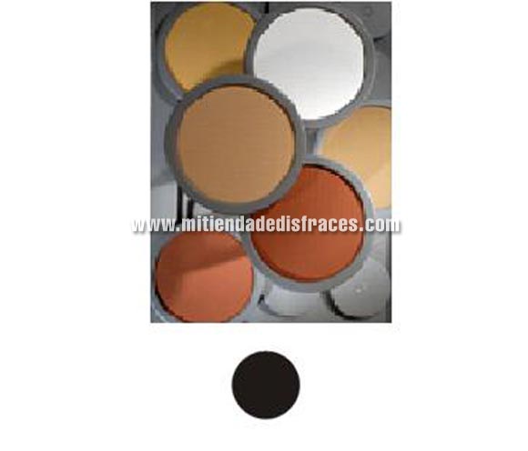 Maquillaje de cake (Cake Make-up), de 35 gr, de color negro.
Es un maquillaje que da un efecto mate. Se usa como maquillaje cosmético para televisión, películas y fotografía y además se utiliza para teatro tanto en gran escala como pequeña.
Cake Make-up es ideal para maquillar grandes áreas del cuerpo y también se puede utilizar como base para pintar, en combinación con el Water Make-up (maquillaje al agua), ya sea Pure o Flourescent.
 