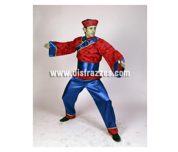 Disfraz de Chino para hombre. Talla XL = 54/58. Incluye sombrero, camisa, cinturón y pantalones.