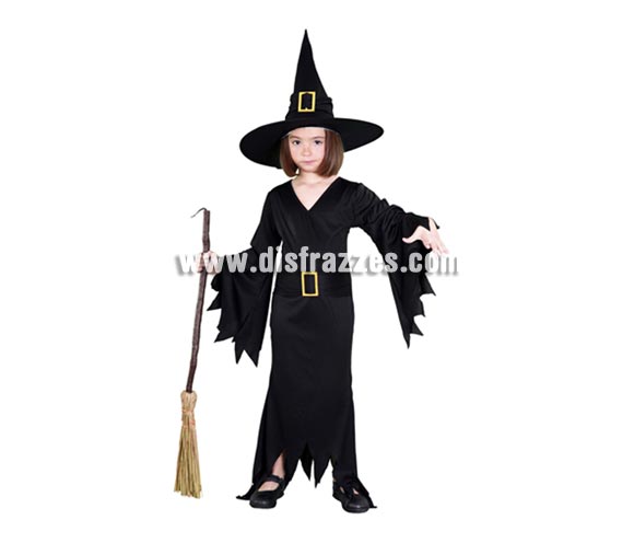 Disfraz de Bruja Negra infantil para Hallowen barato. Talla de 5 a 6 años. Incluye sombrero y vestido con cinturón. Éste disfraz de Halloween es ideal para celebrar la Fiesta de la Noche de las Brujas cada vez más arraigada en nuestro País en Pub's, Discotecas, Casas particulares,  Restaurantes o Colegios y ayudar a crear un ambiente terrorífico y tenebroso indispensable para la Noche de Halloween la cual se celebra la víspera de Todos los Santos.
¡¡Compra tu disfraz para Halloween en nuestra tienda de disfraces, será divertido!!