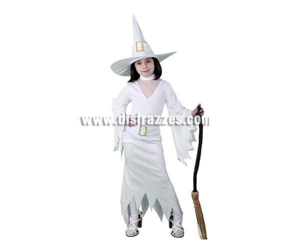 Disfraz de Bruja Blanca intantil barato para Halloween. Talla de 5 a 6 años. Incluye sombrero y vestido con cinturón. Escoba NO incluida, podrás verla en la sección Complementos. Éste disfraz de Halloween es ideal para celebrar la Fiesta de la Noche de las Brujas cada vez más arraigada en nuestro País en Pub's, Discotecas, Casas particulares,  Restaurantes o Colegios y ayudar a crear un ambiente terrorífico y tenebroso indispensable para la Noche de Halloween la cual se celebra la víspera de Todos los Santos.
¡¡Compra tu disfraz para Halloween en nuestra tienda de disfraces, será divertido!!

¡¡¡PRÓXIMA RECEPCIÓN DE ÉSTE ARTÍCULO A PARTIR DE SEPTIEMBRE DE 2010!!!