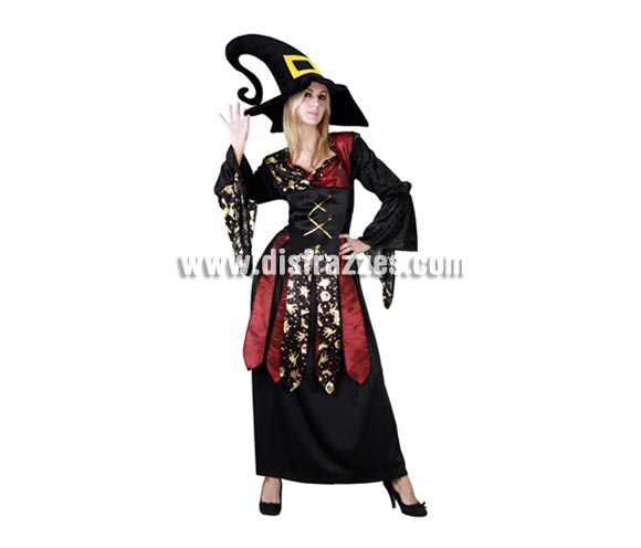 Disfraz de Bruja Maga Caprichosa adulta para Halloween. Talla estándar 38/42. Disfraz barato de Bruja que incluye sombrero y vestido. Telas y acabados de buena calidad. Éste disfraz de Halloween hace pareja con la referencia 10746 BT y es ideal para celebrar la Fiesta de la Noche de las Brujas cada vez más arraigada en nuestro País en Pub's, Discotecas, Casas particulares,  Restaurantes o Colegios y ayudar a crear un ambiente terrorífico y tenebroso indispensable para la Noche de Halloween la cual se celebra la víspera de Todos los Santos.
¡¡Compra tu disfraz para Halloween en nuestra tienda de disfraces, será divertido!!