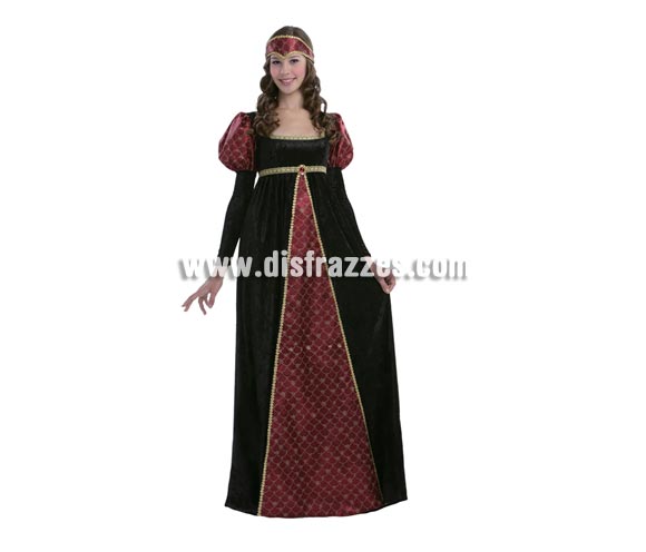 Disfraz de Princesa Medieval adulta. Talla única 38/42. Incluye vestido y tocado. Un disfraz ideal para Ferias Medievales. Disfraz de Dama Medieval para mujer.