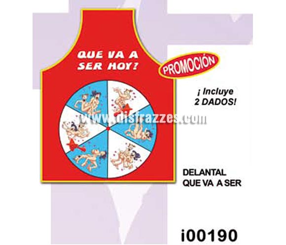 Delantal diana posturitas. Texto: QUE VA A SER HOY?. Contiene 2 dardos de velcro. Ideal para despedidas de soltero o de soltera.