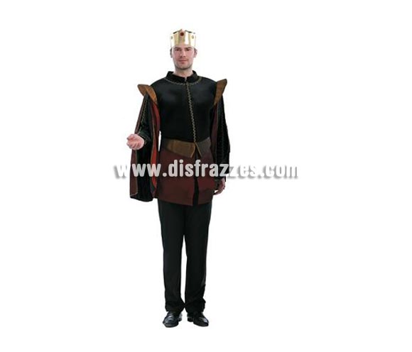 Disfraz de Rey Majestuoso para hombre. Talla única 52/54. Incluye casaca y corona. Disfraz de Rey Medieval para hombre. Disfraz de Rey Arturo de calidad superior perfecto ara Ferias Medievales o representaciones teatrales.