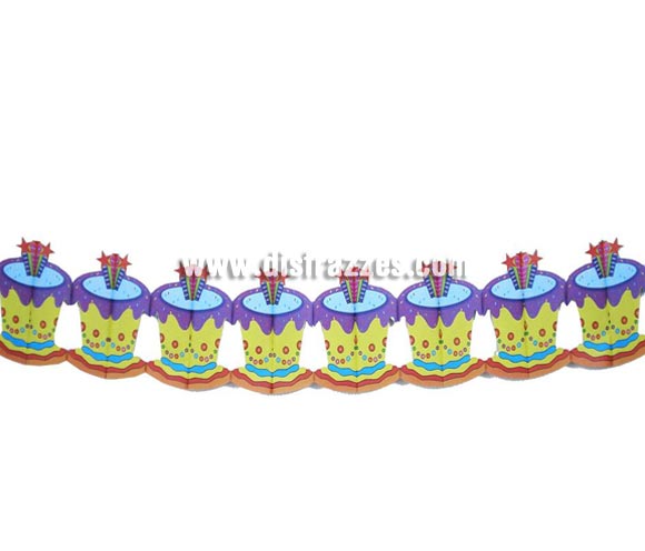 Guirnalda Fantasía de papel infantil de 19x300 cms. Ideal para decorar cualquier Fiesta infantil de Aniversario. Guirnalda para Cumpleaños.
