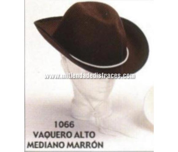 Sombrero Vaquero alto mediano marrón. Buena calidad, fabricado artesanalmente en España. Posibilidad de ajuste de precio para grupos.