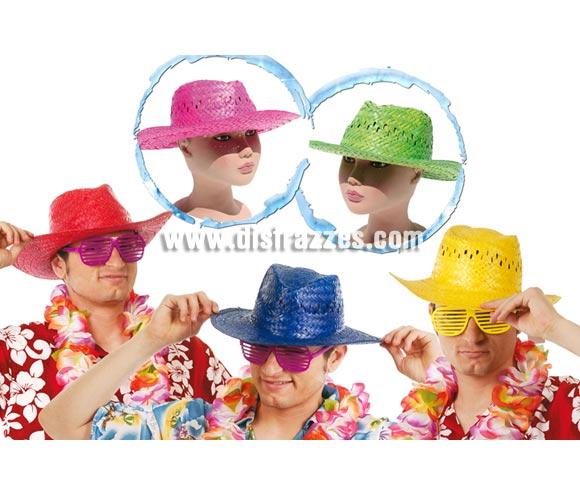Sombrero verano de paja de varios colores. Ideal para Fiestas de verano y para ir a la Playa y llamar un poco la atención. También es perfecto como complemento para tu disfraz de Hawaiano o de Turista.