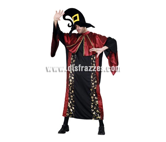 Disfraz de Mago o Brujo Hechicero adulto para Halloween. Talla Standar M-L = 52/54. Disfraz de Halloween barato que incluye sombrero y túnica. Éste disfraz hace pareja con la referencia 10469BT de Halloween es ideal para celebrar la Fiesta de la Noche de las Brujas cada vez más arraigada en nuestro País en Pub's, Discotecas, Casas particulares,  Restaurantes o Colegios y ayudar a crear un ambiente terrorífico y tenebroso indispensable para la Noche de Halloween la cual se celebra la víspera de Todos los Santos.
¡¡Compra tu disfraz para Halloween en nuestra tienda de disfraces, será divertido!!