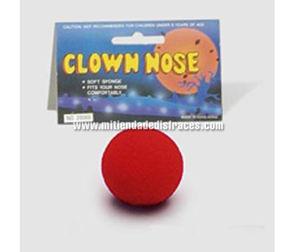 Nariz adaptable Payaso de foam. Es grande y se acopla a la propia nariz. 