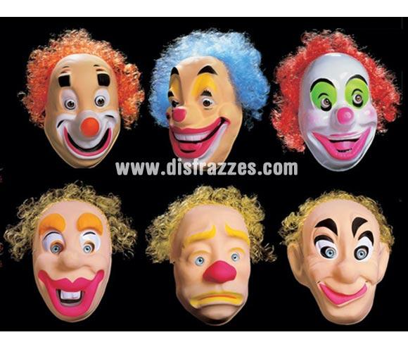 Caretas Clown con pelo para adulto. Caretas de payasos surtidas. Precio por unidad, se venden por separado.