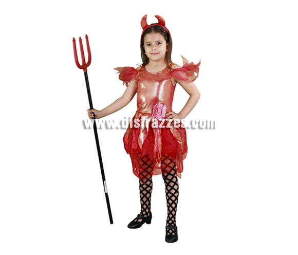 Disfraz de Diablilla o Diablesa infantil para Halloween barato. Talla de 5 a 6 años. Incluye diadema con cuernos y vestido. Tridente NO incluido, podrás verlo en la sección Complementos. Éste disfraz de Halloween es ideal para celebrar la Fiesta de la Noche de las Brujas cada vez más arraigada en nuestro País en Pub's, Discotecas, Casas particulares,  Restaurantes o Colegios y ayudar a crear un ambiente terrorífico y tenebroso indispensable para la Noche de Halloween la cual se celebra la víspera de Todos los Santos.
¡¡Compra tu disfraz para Halloween en nuestra tienda de disfraces, será divertido!!

¡¡¡PRÓXIMA RECEPCIÓN DE ÉSTE ARTÍCULO A PARTIR DE SEPTIEMBRE DE 2010!!!