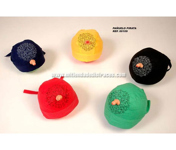 Pañuelo pirata con pene. Varios colores. Se venden por separado.  Perfecto para Despedidas de Soltero o Soltera.