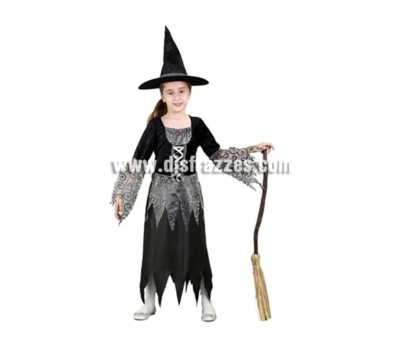 Disfraz de Bruja gris y negro infantil barato para Halloween. Talla de 7 a 9 años. Incluye vestido y gorro. Escoba NO incluida, podrás verla en la sección Complementos. Éste disfraz de Halloween es ideal para celebrar la Fiesta de la Noche de las Brujas cada vez más arraigada en nuestro País en Pub's, Discotecas, Casas particulares,  Restaurantes o Colegios y ayudar a crear un ambiente terrorífico y tenebroso indispensable para la Noche de Halloween la cual se celebra la víspera de Todos los Santos.
¡¡Compra tu disfraz para Halloween en nuestra tienda de disfraces, será divertido!!
