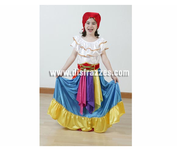 Disfraz barato de Zíngara Azul infantil para Carnaval. Talla de 3 a 4 años. Incluye falda, camisa, fajín y pañuelo. Éste disfraz de Carnaval es ideal para divertirse en las Fiestas de Carnavales tan divertidas y estrambóticas como siempre y que cada vez se celebran en más Pueblos, Villas  y Ciudades, tanto en la calle como en Pubs, Discotecas, Casas particulares, Restaurantes o Colegios y disfrazándote con un traje de Carnaval ayudarás a crear ese ambiente Carnavalesco, tan divertido, multicolor y variopinto que a todos nos fascina y nos divierte.
¡¡Compra tu disfraz para Carnaval en nuestra tienda de disfraces, será divertido!!
