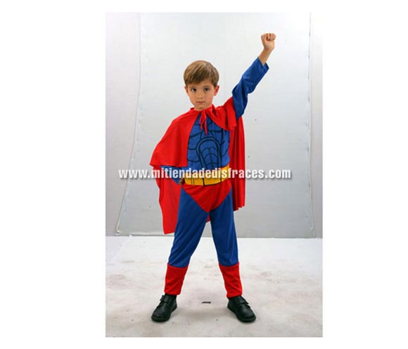 Disfraz de Superhéroe Económico talla de 7 a 9 años. Incluye capa, mono y cinturón. Disfraz de Superman.
