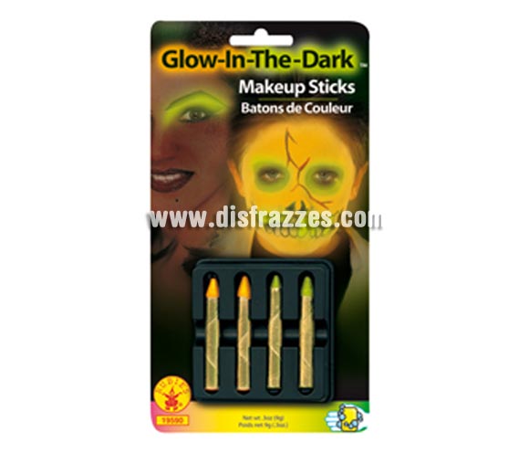 Barras de maquillaje florescente para Halloween o para Carnaval. Blister de 4 barras. Artículo de Maquillaje ideal para caracterizarte en Carnaval, en Halloween o en cualquier fecha del año que tengas ocasión para ir de Fiesta a Pubs, Discotecas, Casas particulares, Restaurantes o Colegios y ayudar a crear un ambiente Festivo propio de la Fiesta a la que acudas.
¡¡Compra el maquillaje para tu disfraz de Carnaval o de Halloween en nuestra tienda de disfraces, será divertido!!
