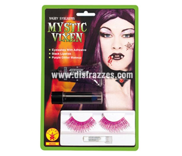 Set de maquillaje de Vampiresa púrpura para Halloween. Incluye pestañas, pintalabios y gel glitter. Artículo de Maquillaje ideal para caracterizarte en Carnaval, en Halloween o en cualquier fecha del año que tengas ocasión para ir de Fiesta a Pubs, Discotecas, Casas particulares, Restaurantes o Colegios y ayudar a crear un ambiente Festivo propio de la Fiesta a la que acudas.
¡¡Compra el maquillaje para tu disfraz de Carnaval o de Halloween en nuestra tienda de disfraces, será divertido!!
